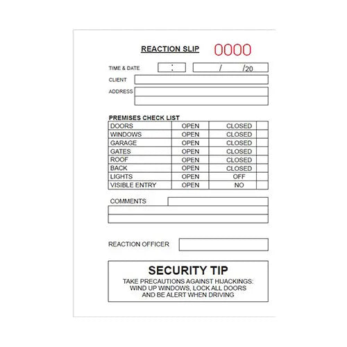 Reaction Slip Book