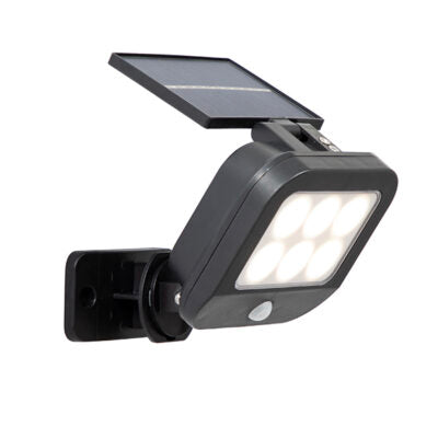Castor Black Outdoor Motion Sensor Solar Wall Flood Light