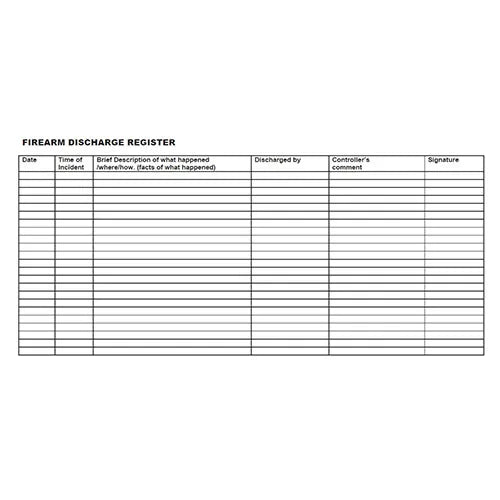 Firearm Discharge Register Book