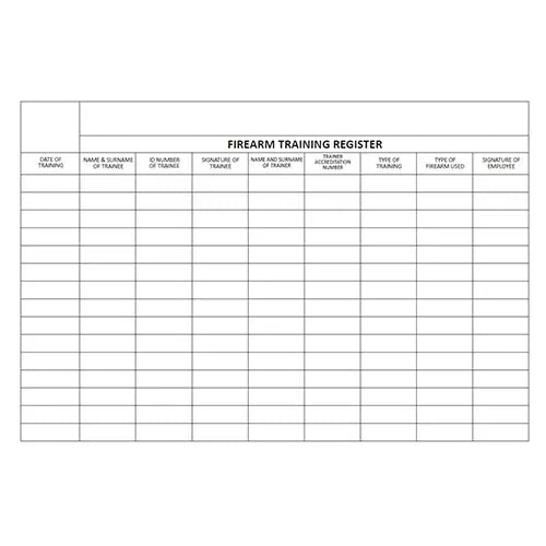 Firearm Training Register Book